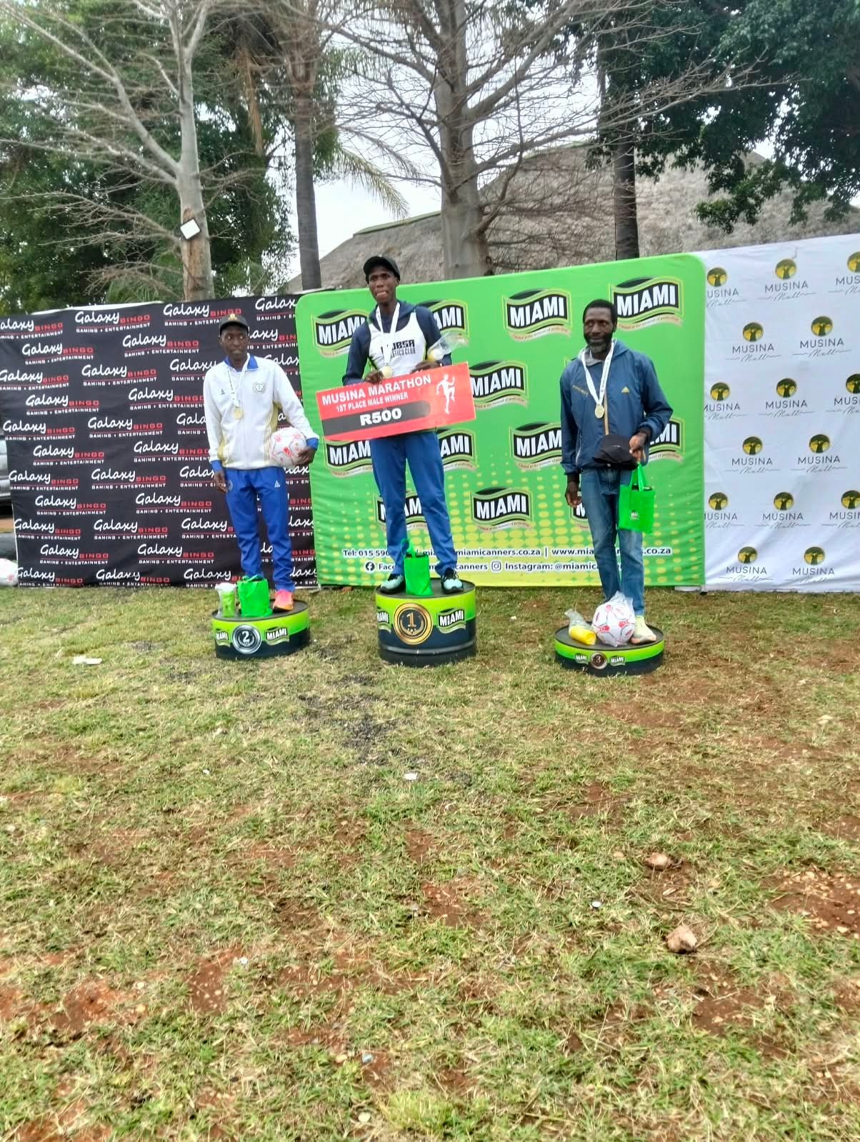 Male winners on the Musina Marathon podium