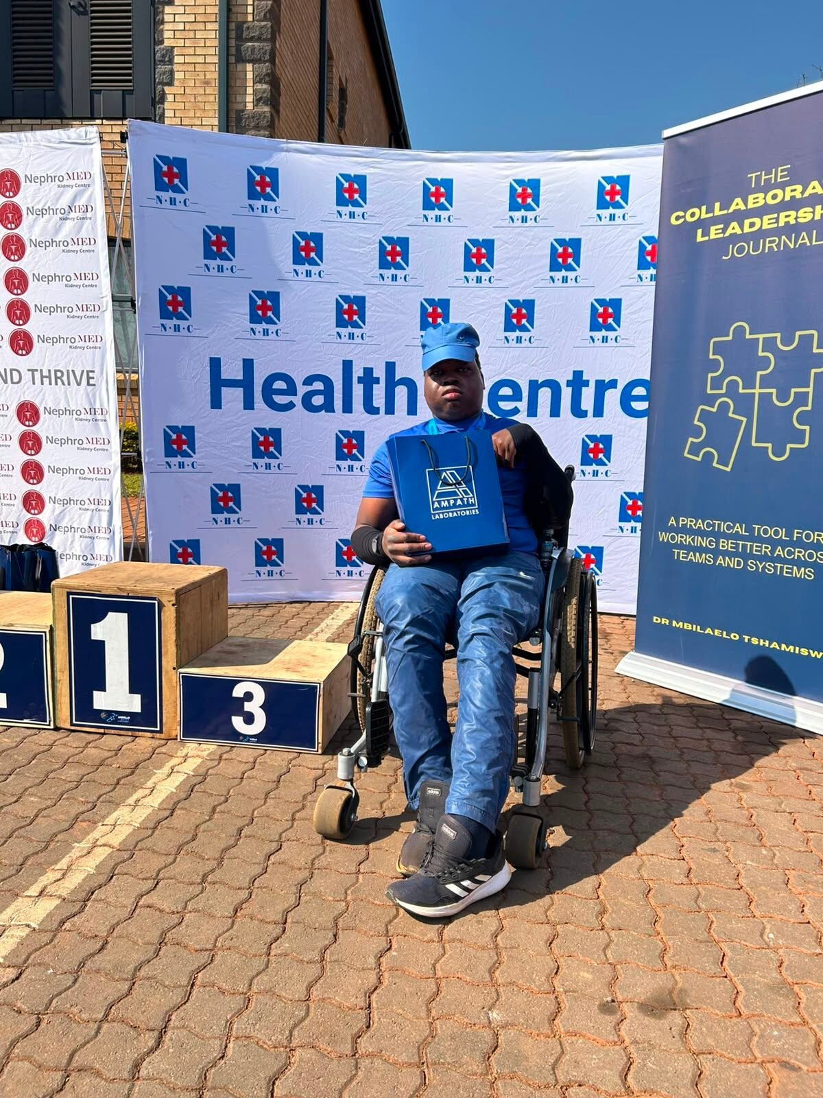 A wheelchair athlete at the NHC Health Centre race event